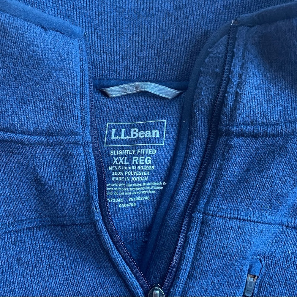 L.L.Bean | Men's XXL Sweater Fleece Full-Zip Jacket in Bright Navy Plus Outdoor - Picture 5 of 8